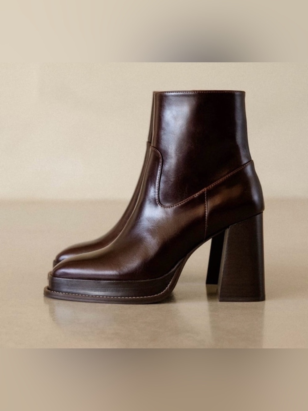 Bobbie’s Marnie Espresso Brown Leather Block Heel Ankle Boots